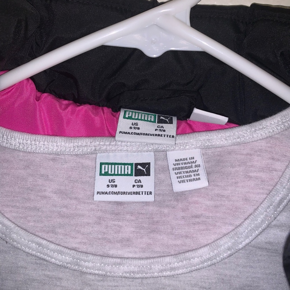 PUMA Girl's 2 Piece Set Quilted Vest Long Sleeve T-Shirt S (7/8) NEW - Picture 8 of 8